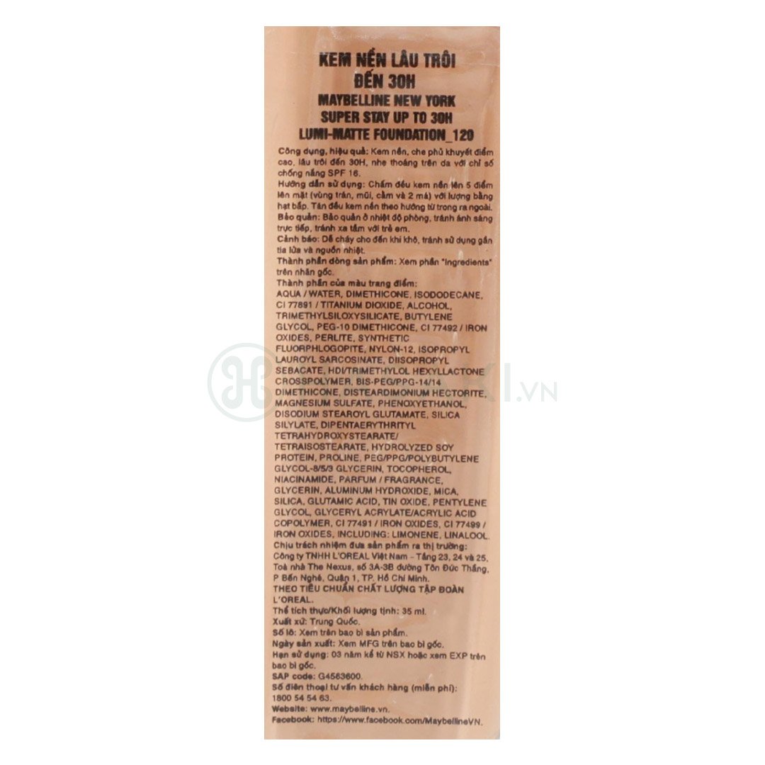 Kem Nền Maybelline Bắt Sáng Che Phủ Siêu Nhẹ #120 35ml