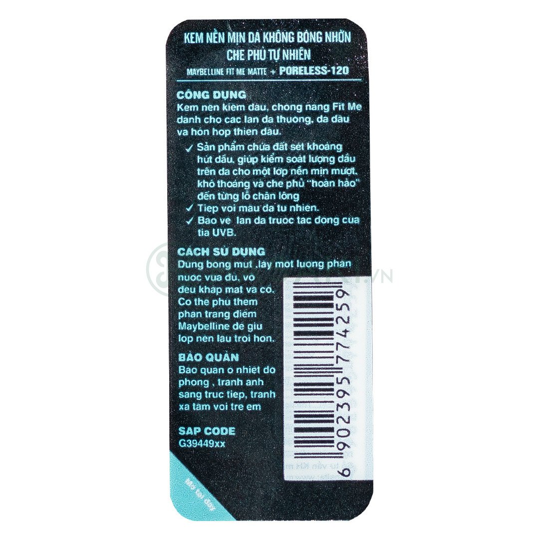 Kem Nền Maybelline Mịn Nhẹ Kiềm Dầu Chống Nắng #120 30ml