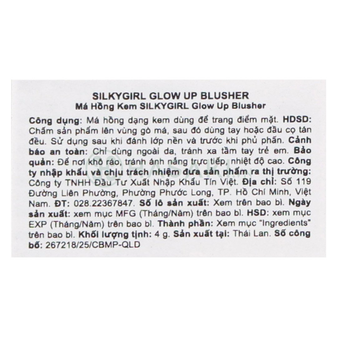 Má Hồng Kem Silkygirl Căng Bóng Tự Nhiên - 02 Hồng Baby 4g