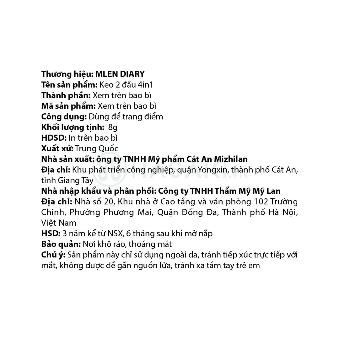 Mascara Mlen Diary 2 Đầu 4 Trong 1 8g