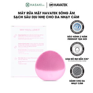 Máy Rửa Mặt Havatek Sóng Âm Cho Da Nhạy Cảm Màu Hồng