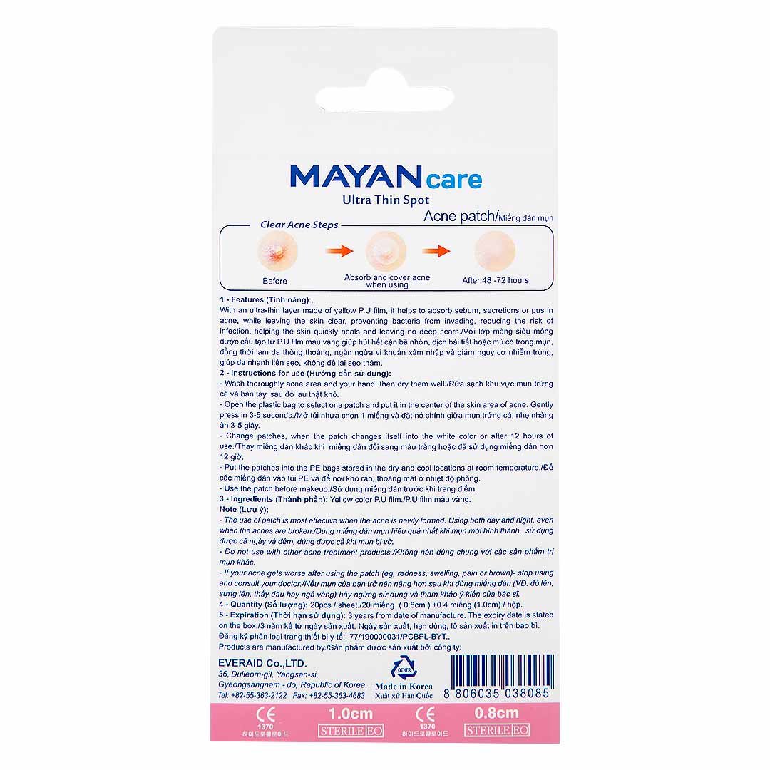 Miếng Dán Mụn Mayan Ultra Thin Spot 20+4 Miếng