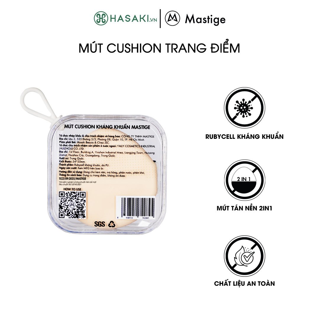 Bộ 2 Mút Cushion Trang Điểm Mastige 2in1 Tán Nền Mỏng Nhẹ