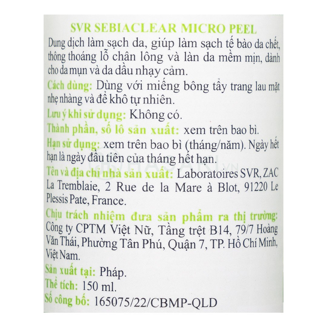Toner SVR Sebiaclear Dành Cho Da Dầu, Mụn 150ml