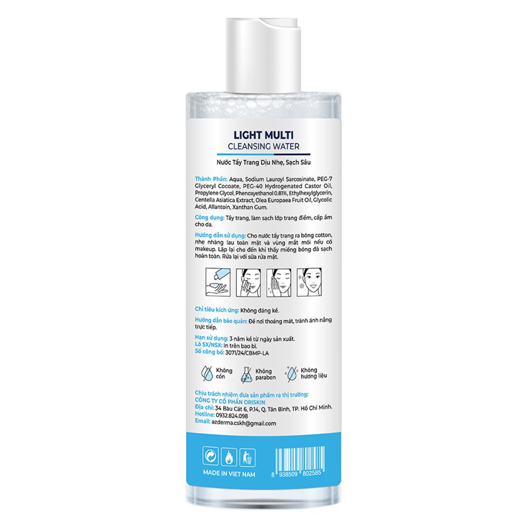 Nước Tẩy Trang Azderma Cho Da Dầu Mụn Nhạy Cảm 500ml