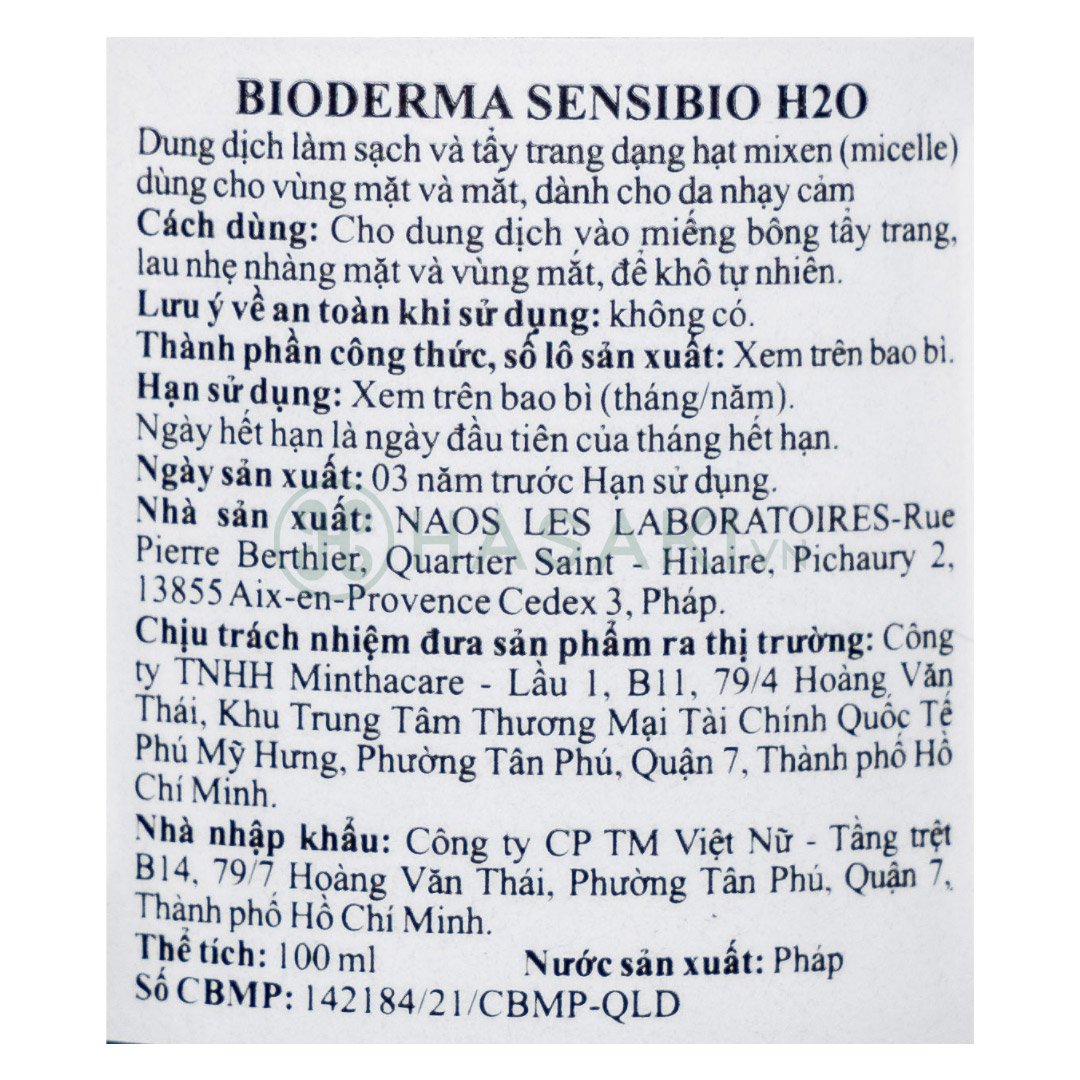 Nước Tẩy Trang Bioderma Dành Cho Da Nhạy Cảm 100ml