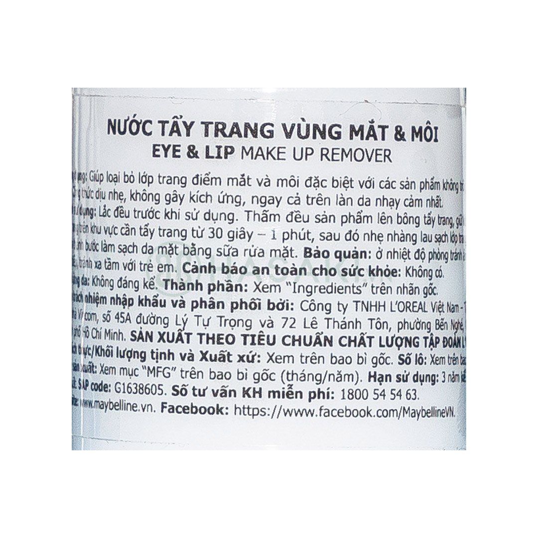 Nước Tẩy Trang Mắt Môi Maybelline 150ml