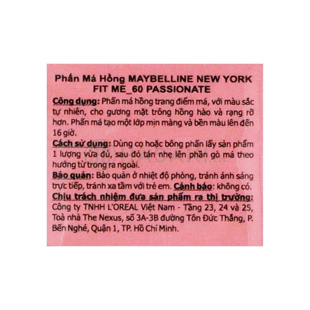 Phấn Má Hồng Maybelline Mịn Lì 60 Passionate - Hồng Rượu 4.5g