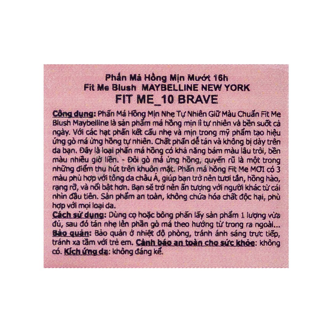 Phấn Má Hồng Maybelline Mịn Lì Chuẩn Màu 10 Brave 4.5g