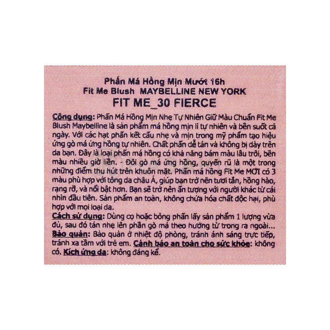 Phấn Má Hồng Maybelline Mịn Lì Chuẩn Màu 30 Fierce 4.5g