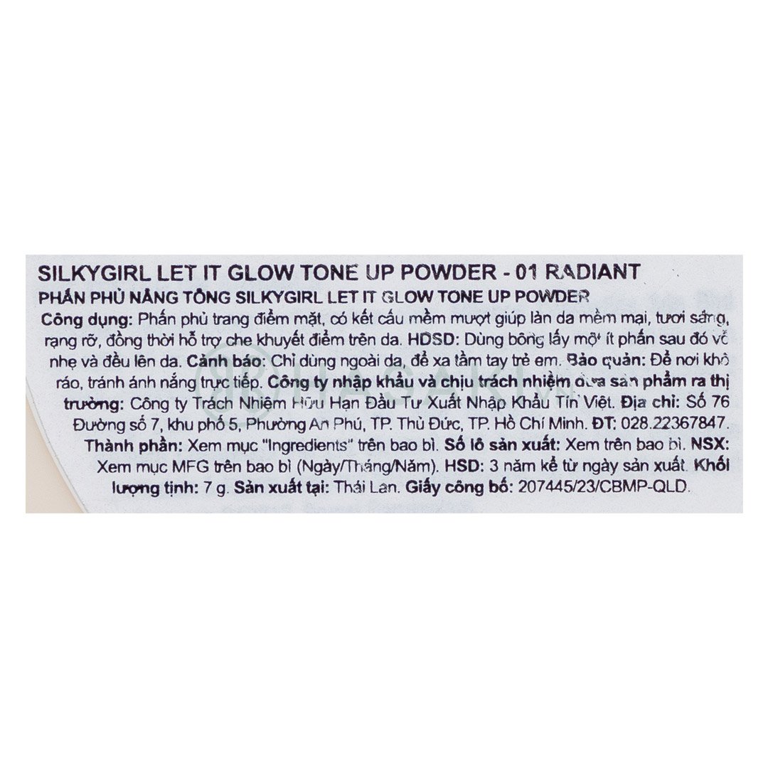 Phấn Phủ Silkygirl Nâng Tông Màu 01 Radiant 7g