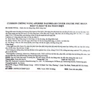 Phấn Nước Aperire Chống Nắng Che Phủ Cao 01 Da Sáng Vừa 13g