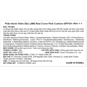 Phấn Nước Lime Kiềm Dầu No.10 Pink Vanilla Da Trắng Sáng 20g