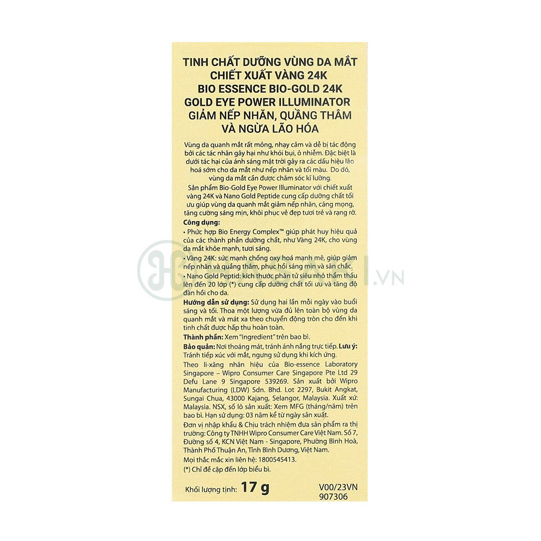 Serum Bio-essence Ngừa Lão Hoá Vùng Da Mắt Từ Vàng 24K 17g