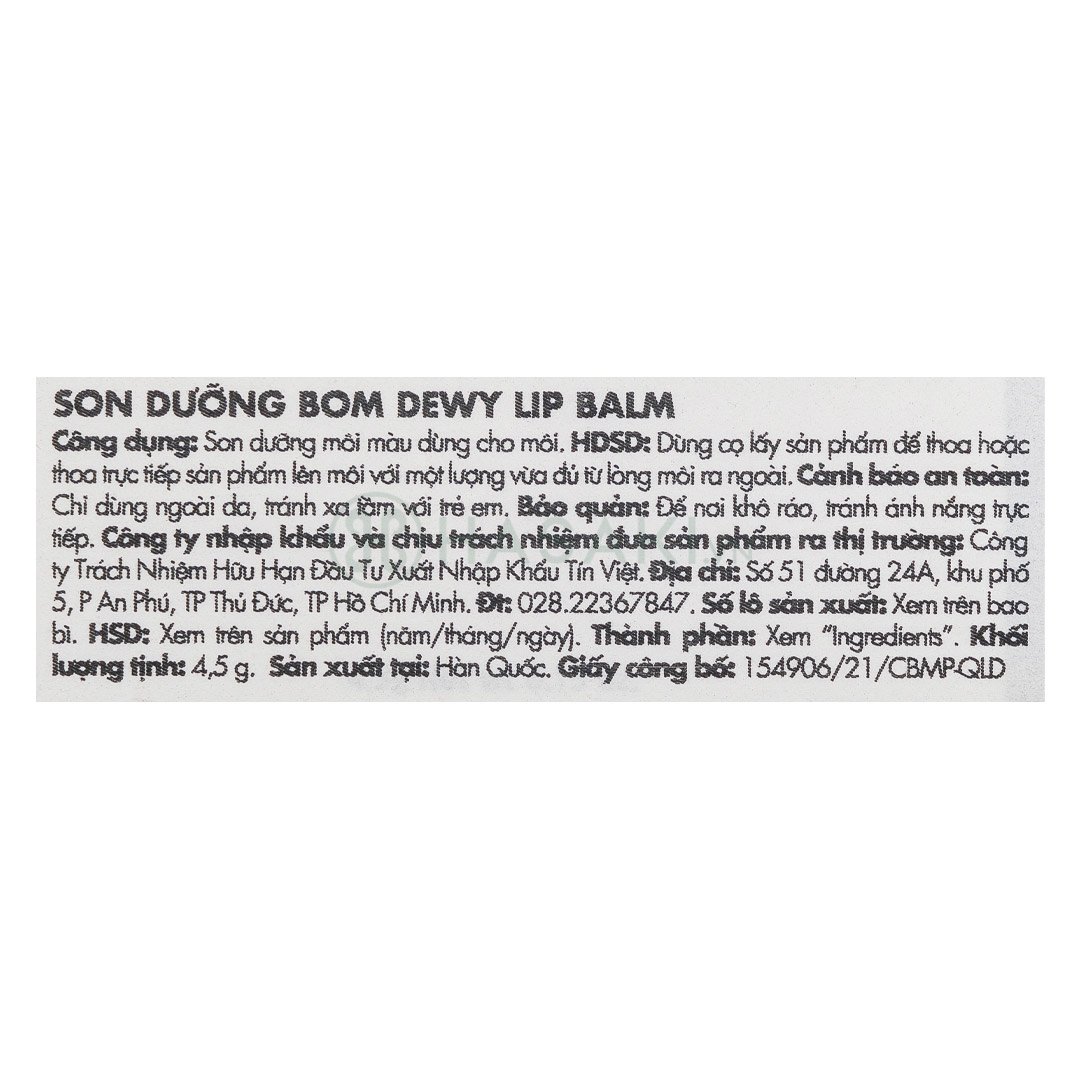 Son Dưỡng B.O.M 02 Pure Red - Đỏ Tự Nhiên 4.5g