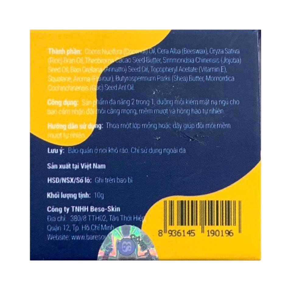 Mặt Nạ Ngủ Kiêm Son Dưỡng Môi BareSoul Không Màu 10g