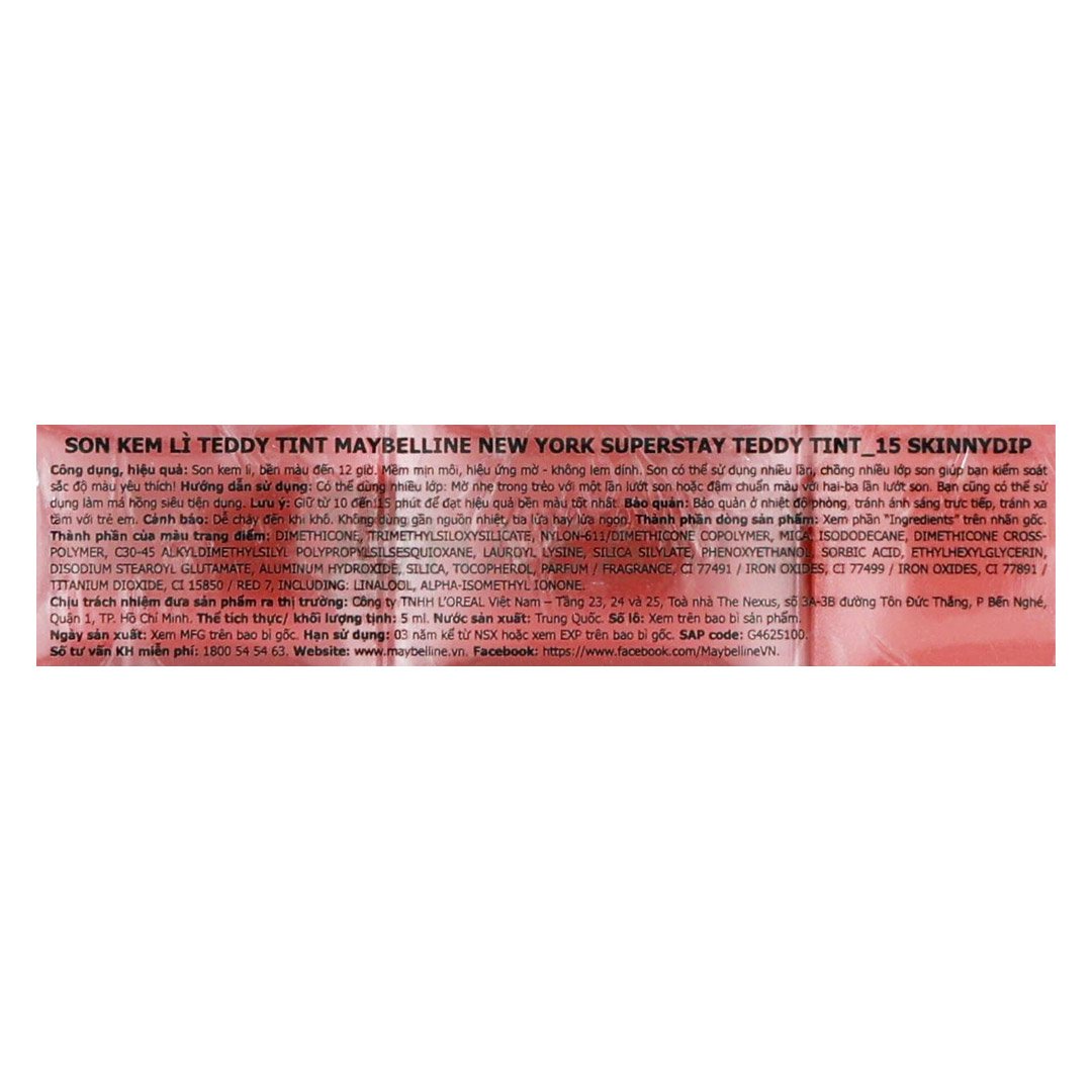 Son Kem Maybelline 15 Skinny Dip - Hồng Đất 5ml