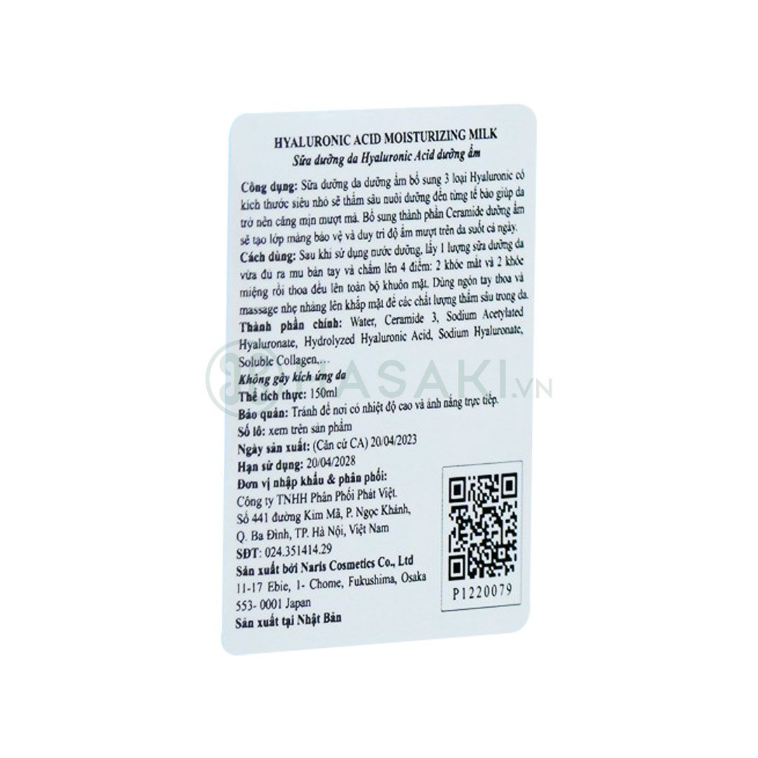 Sữa Dưỡng Naris Cosmetics Hyaluronic Acid Cấp Ẩm Da 150ml