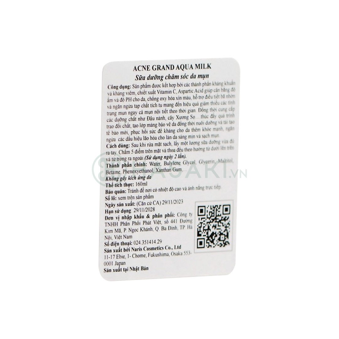 Sữa Dưỡng Naris Acne Grand Cho Da Mụn 160ml