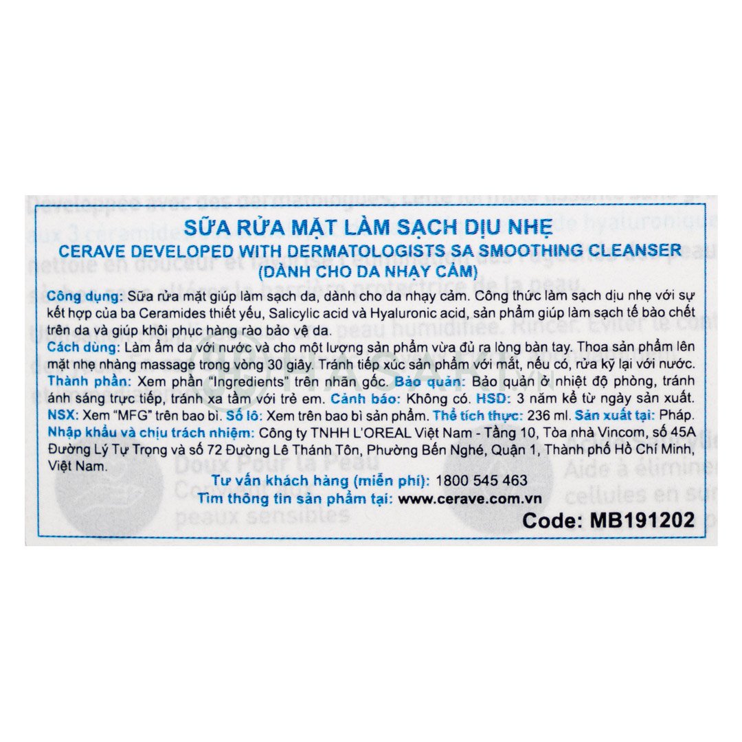 Sữa Rửa Mặt CeraVe Làm Sạch & Tẩy Tế Bào Chết Dịu Nhẹ 236ml