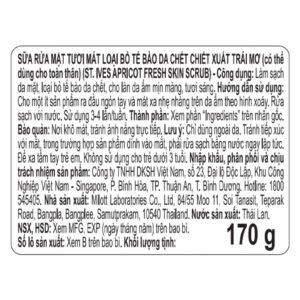 Sữa Rửa Mặt St.Ives Tẩy Tế Bào Chết Trái Mơ Tươi Mát 170g