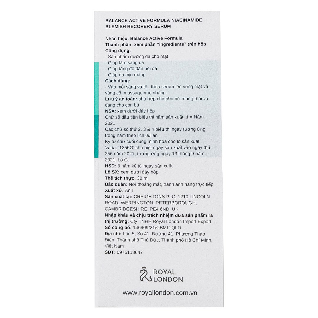 Serum Balance Active Formula Ngừa Mụn Mờ Thâm 30ml