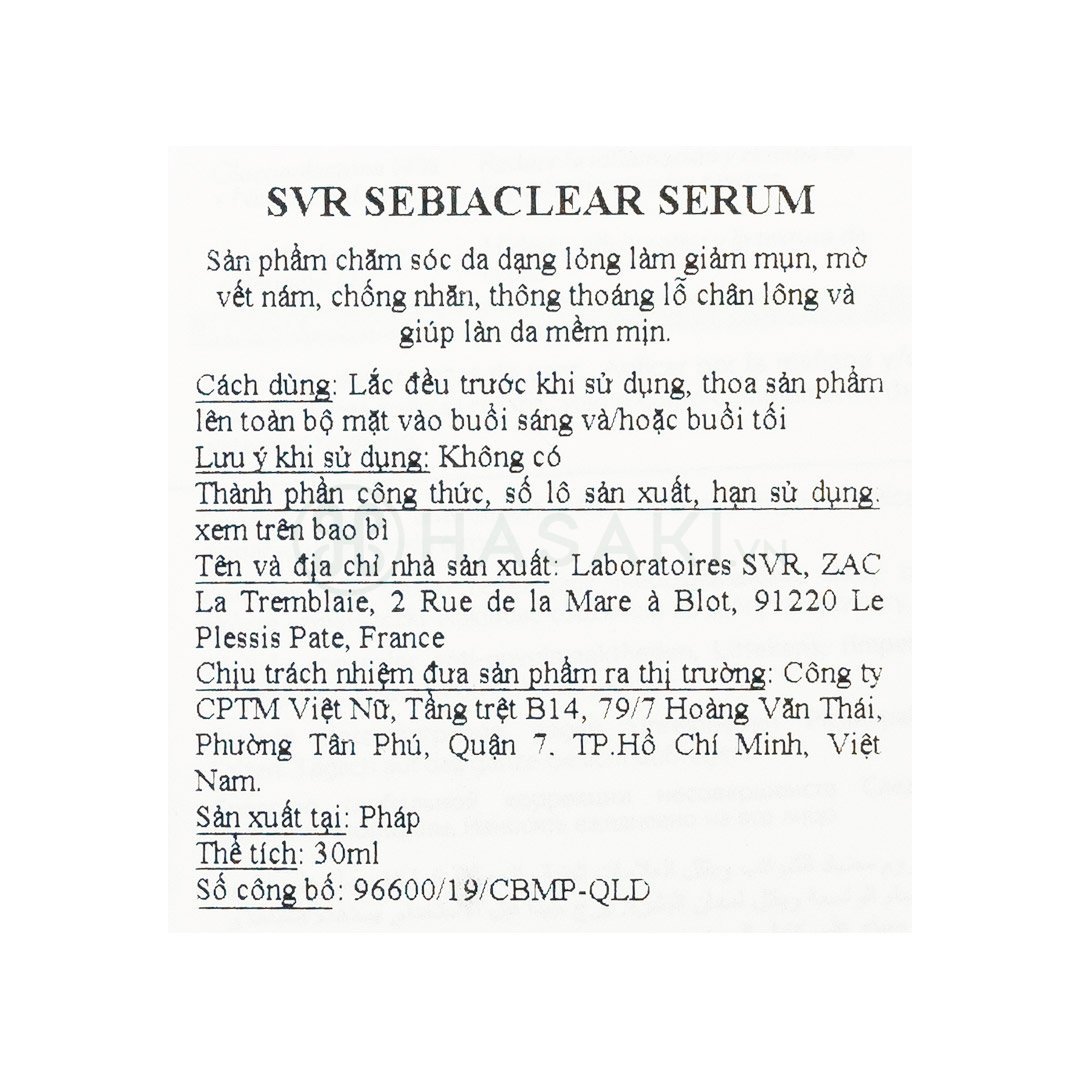 Serum SVR Làm Giảm Mụn, Mờ Nám, Làm Mềm Mịn Da 30ml