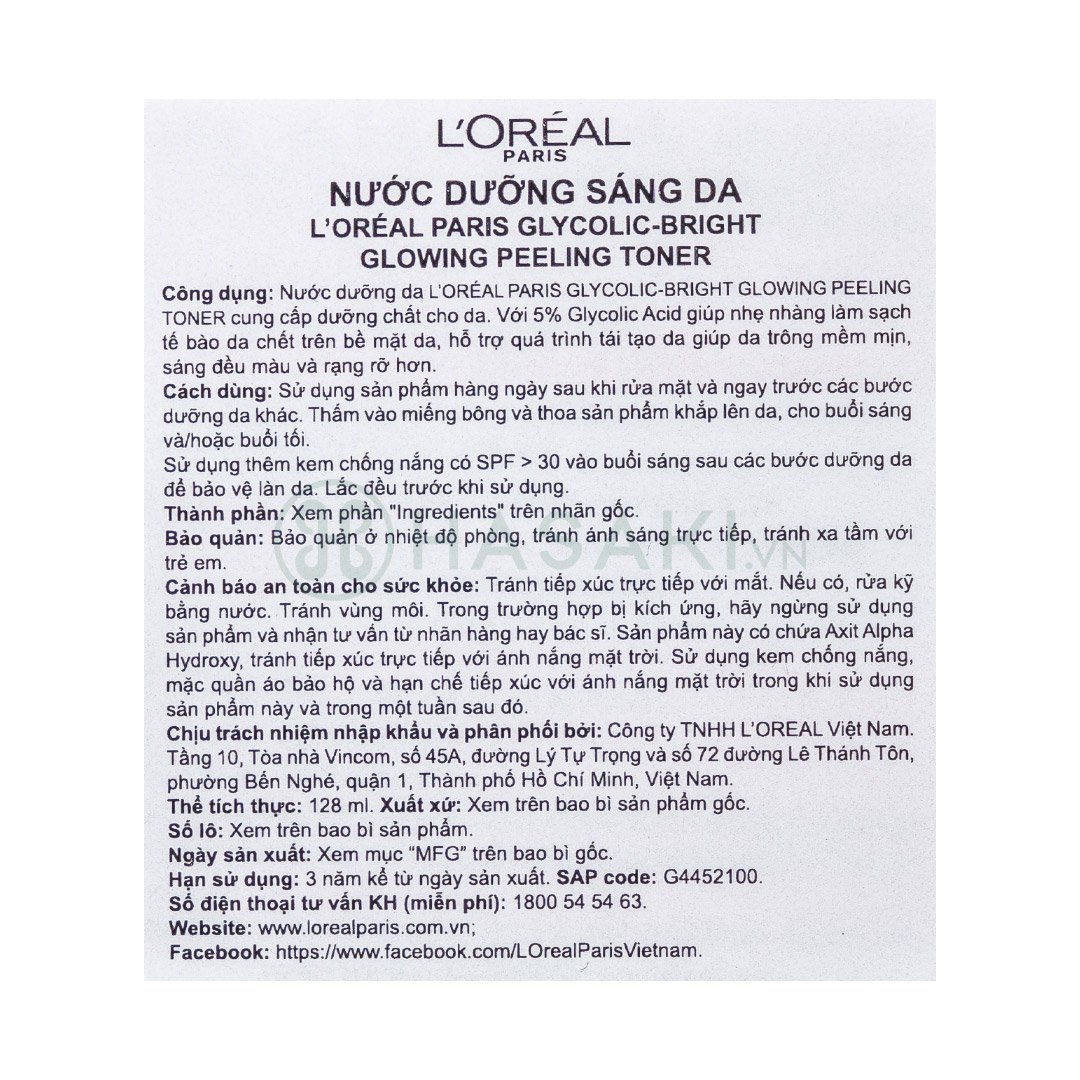 Toner L'Oreal Tái Tạo Da, Dưỡng Sáng Và Căng Mịn 128ml
