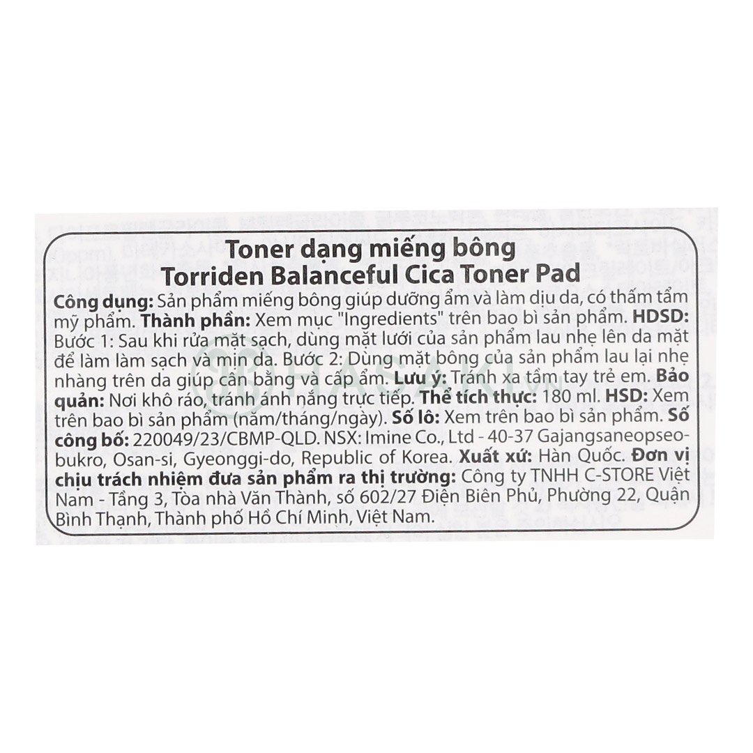 Toner Pad Torriden Làm Mát Dịu Cho Da Mụn, Nhạy Cảm 60 Miếng