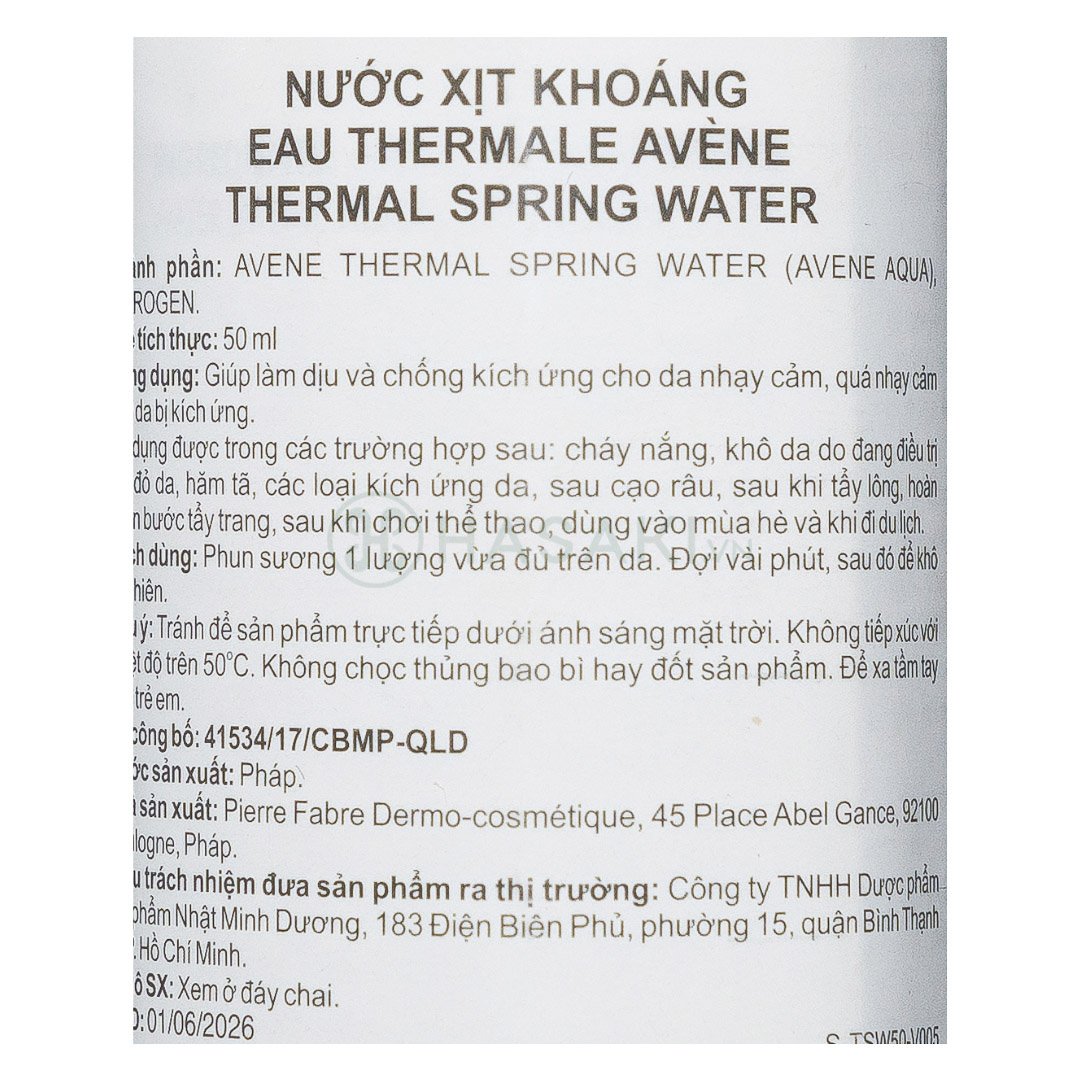 Xịt Khoáng Avène Cấp Nước, Làm Dịu & Giảm Kích Ứng 50ml