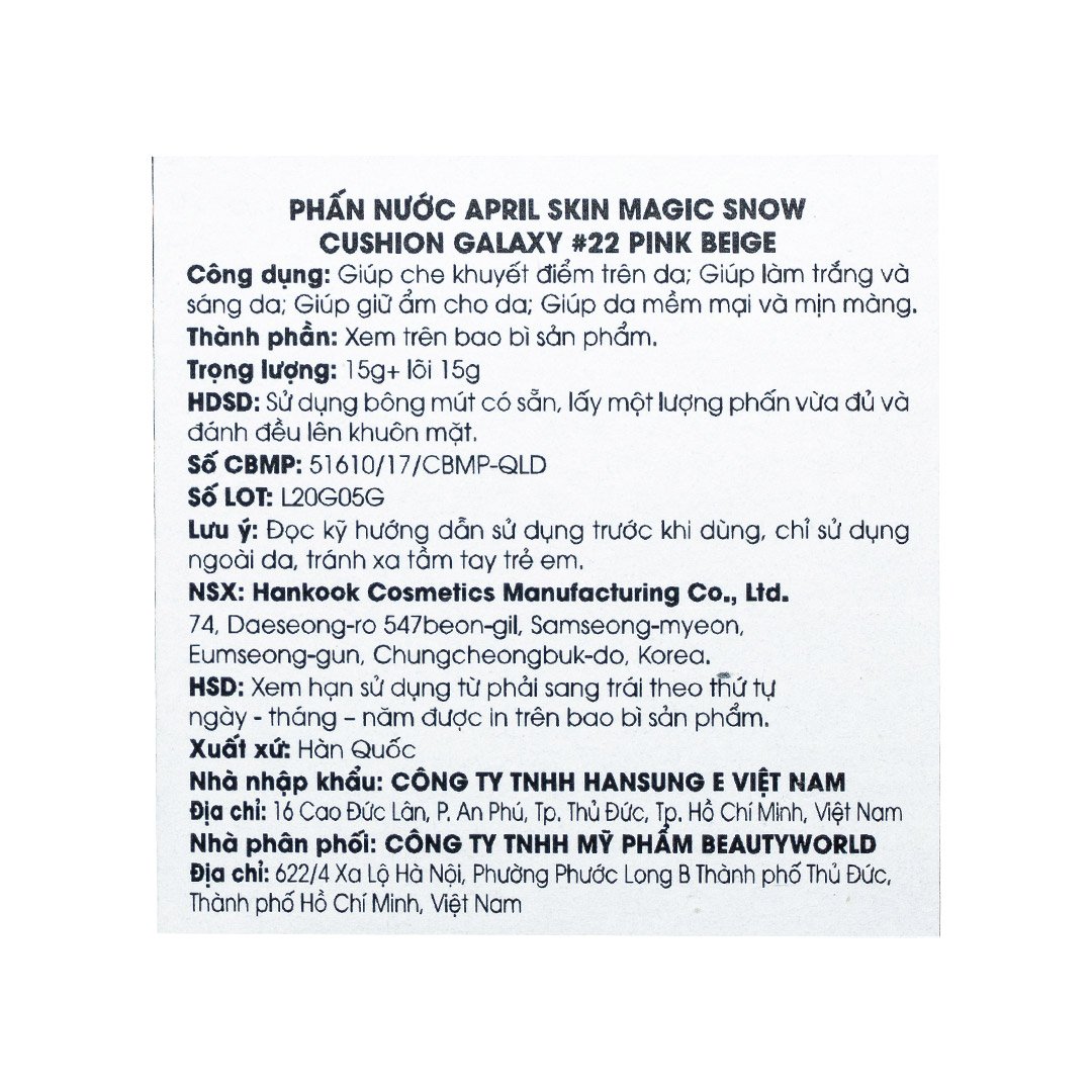 Phấn Nước Aprilskin Sáng Hồng 22 Pink Beige Kèm Lõi 15gx2