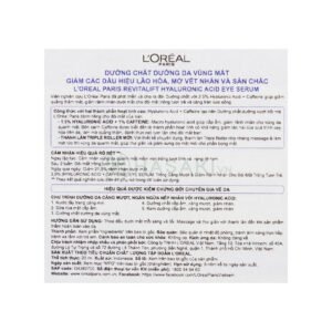 Serum L'Oreal Giảm Bọng Mắt & Làm Đầy Rãnh Nhăn 20ml