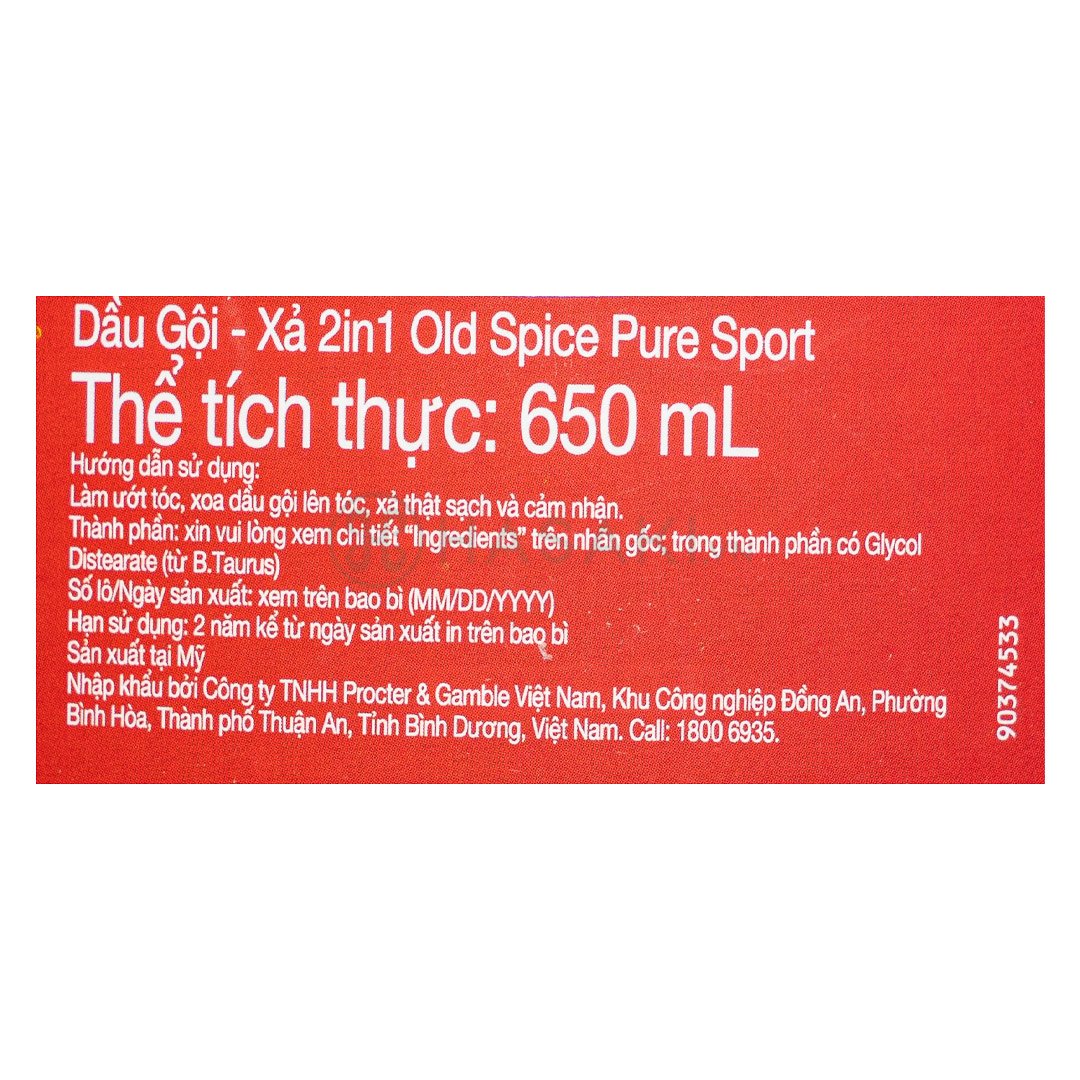 Dầu Gội Xả 2in1 Old Spice Cho Nam Hương Cam Chanh 650ml