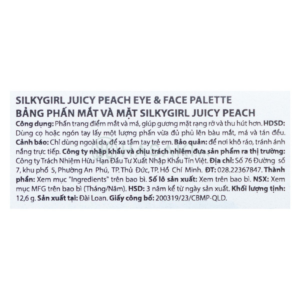 Bảng Phấn Mắt & Mặt Silkygirl 02 Juicy Peach 12.6g