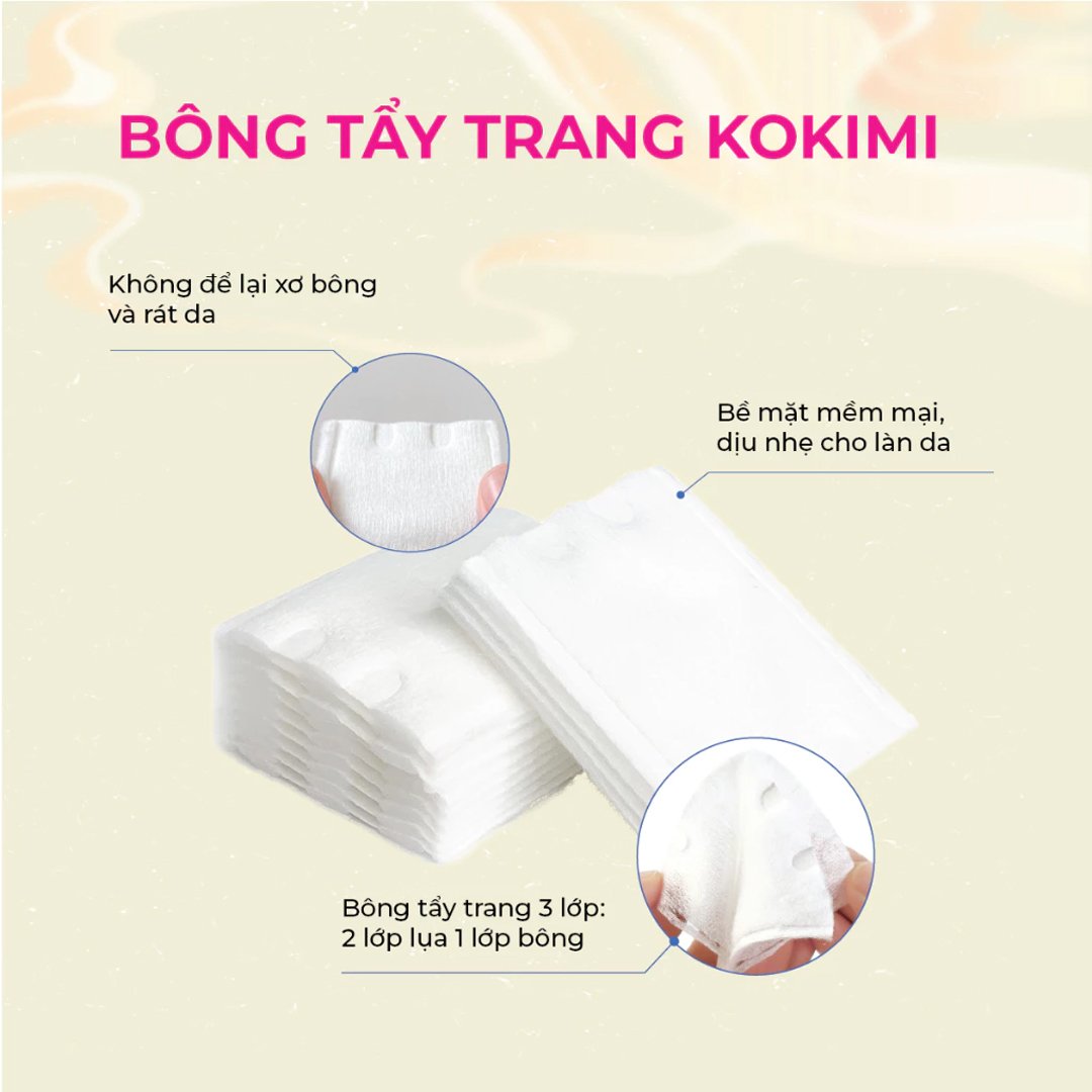 Bông Tẩy Trang Mihoo Kokimi Bông Vuông Túi 240 Miếng