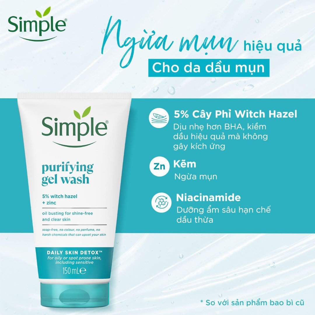 Combo 2 Gel Rửa Mặt Simple Thanh Khiết, Giảm Bóng Nhờn 150ml