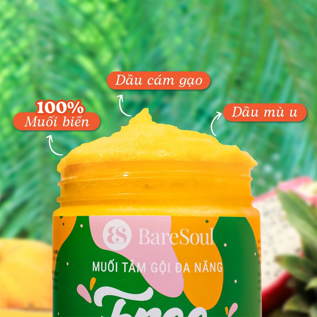 Combo 2 Muối Tắm Gội Đa Năng BareSoul Free Cho Da Đầu & Cơ Thể 330g