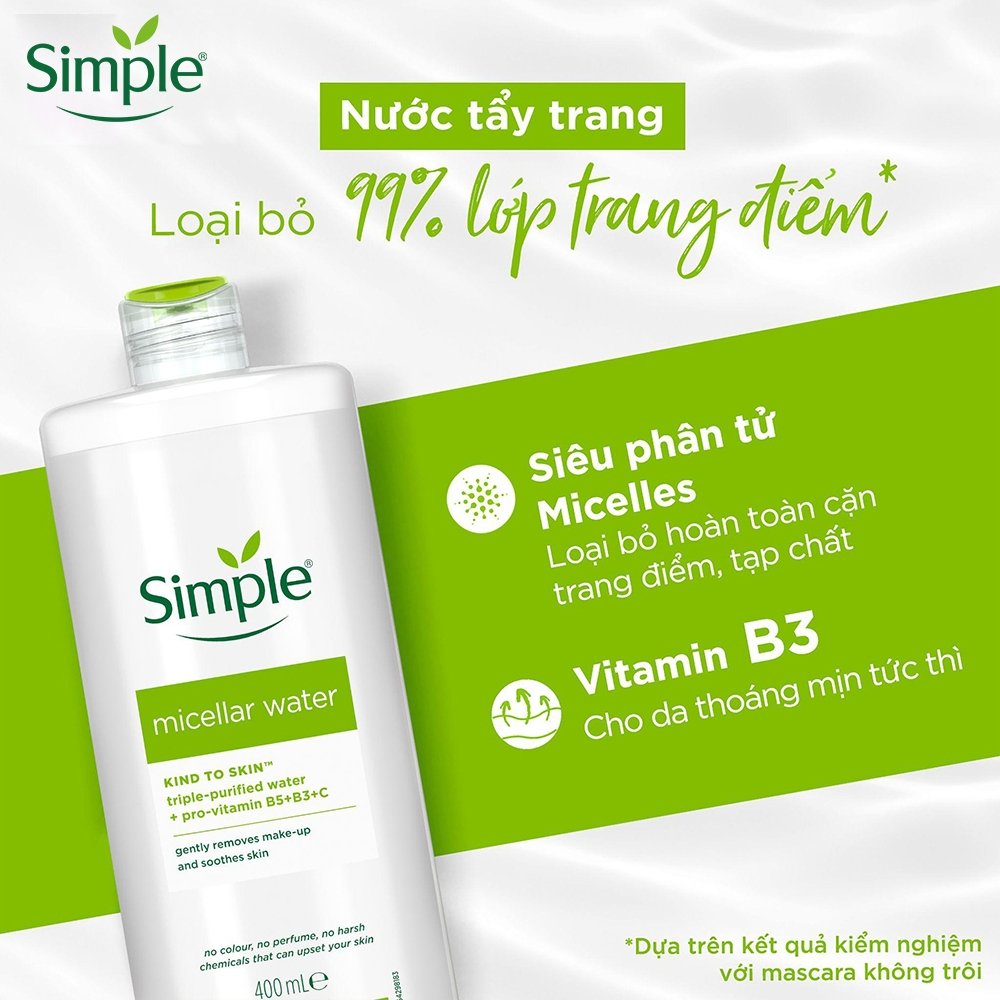 Combo 2 Nước Tẩy Trang Simple Làm Sạch Trang Điểm Vượt Trội 400ml