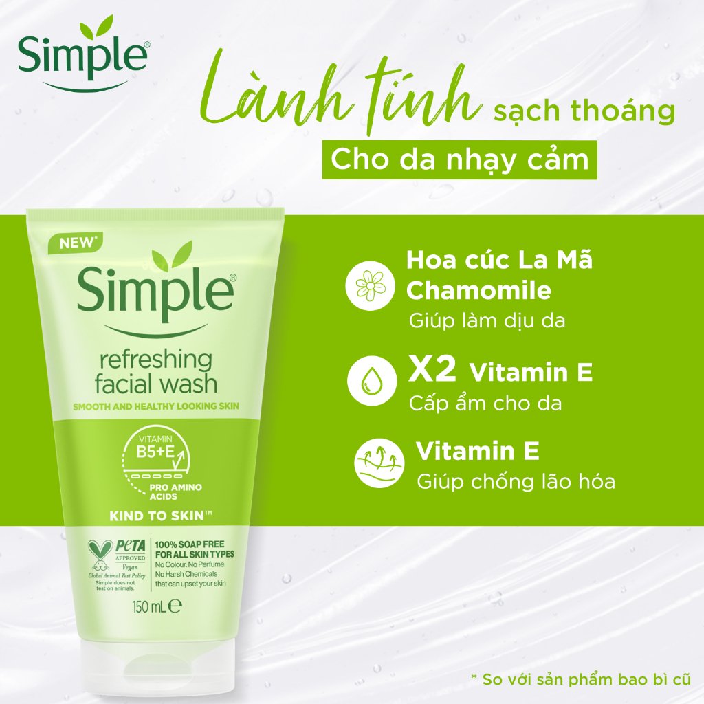 Combo 2 Sữa Rửa Mặt Simple Giúp Da Sạch Thoáng 150ml