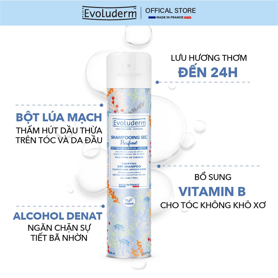 Dầu Gội Khô Evoluderm 400ml