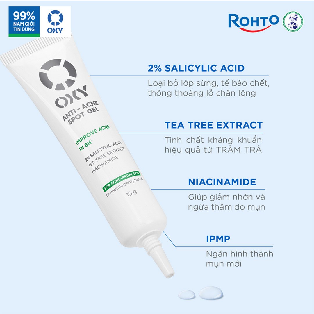 Gel Chấm Mụn Oxy Hỗ Trợ Sạch Mụn, Mờ Thâm 10g