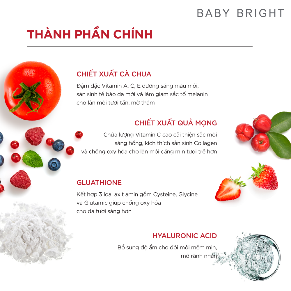 Mặt Nạ Môi Baby Bright Chiết Xuất Cà Chua & Glutathione 10g