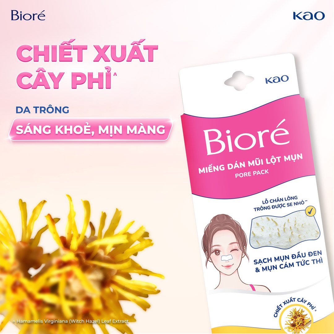 Miếng Dán Mũi Lột Mụn Bioré Chiết Xuất Cây Phỉ (4 Miếng)