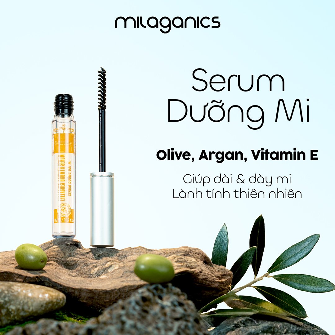 Serum Dưỡng Dài Mi Milaganics Dầu Dừa, Argan & Olive 5ml