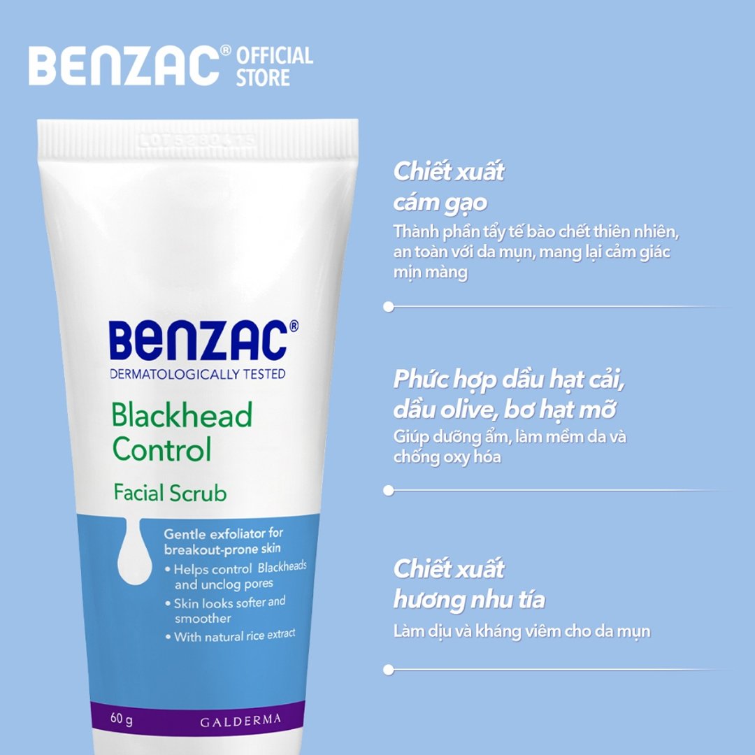 Tẩy Tế Bào Chết Benzac Sạch Mụn Đầu Đen Cho Da Dầu Mụn 60g