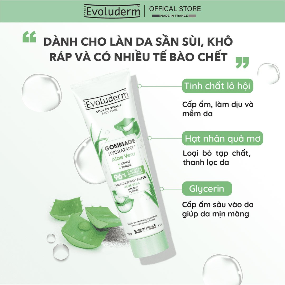 Tẩy Tế Bào Chết Evoluderm Dưỡng Ẩm Da Chiết Xuất Lô Hội 150g