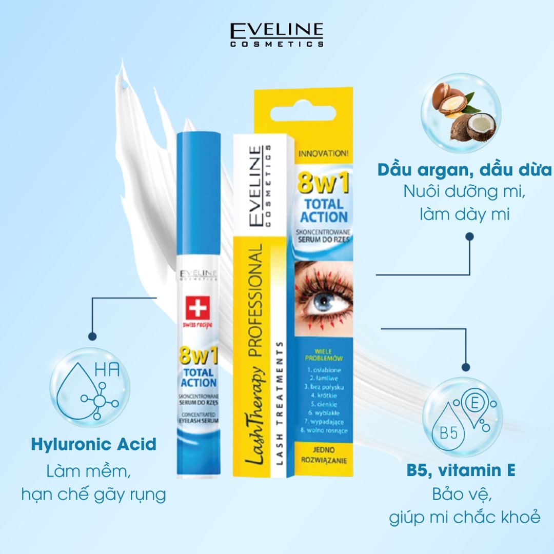 Tinh Chất Dưỡng Mi Eveline 8 Trong 1 Giúp Mi Dài Và Dày 10ml