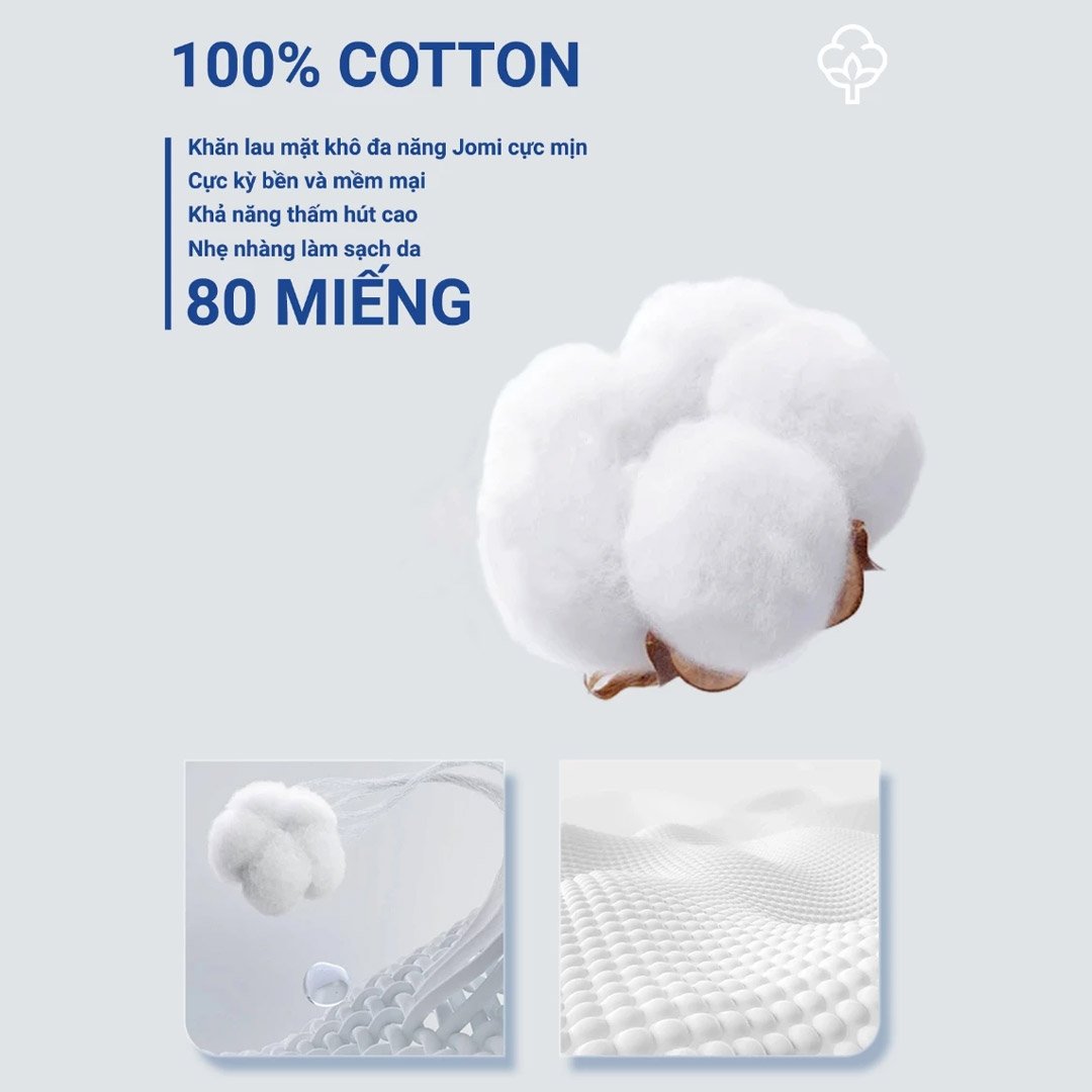 Khăn Lau Mặt Khô Jomi 80 Miếng/Túi (15x20cm)