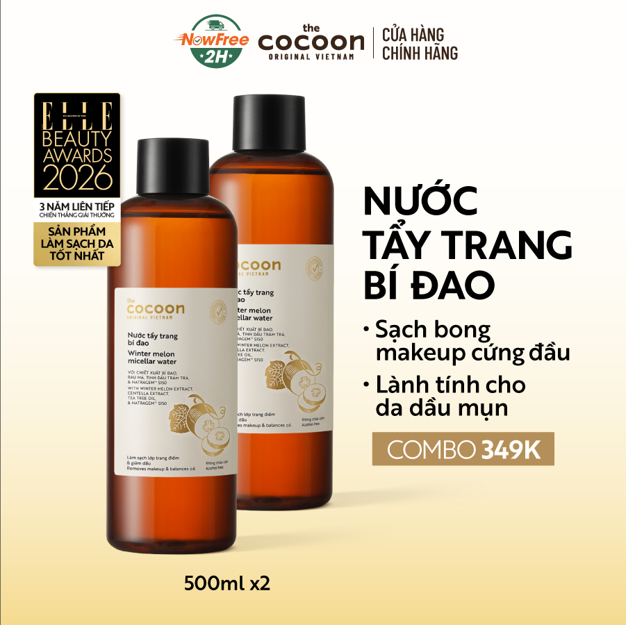 Combo 2 Nước Tẩy Trang Bí Đao Cocoon Làm Sạch & Giảm Dầu 500ml