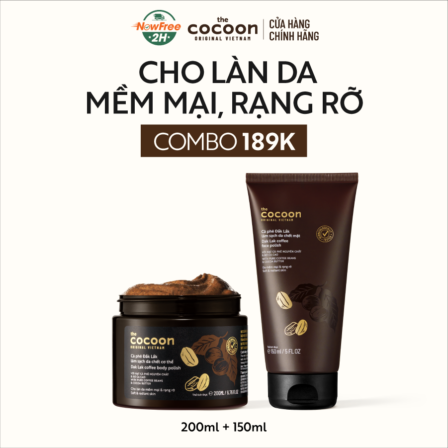 Combo Tẩy Da Chết Cho Mặt & Toàn Thân Từ Cà Phê Đắk Lắk (150ml+200ml)